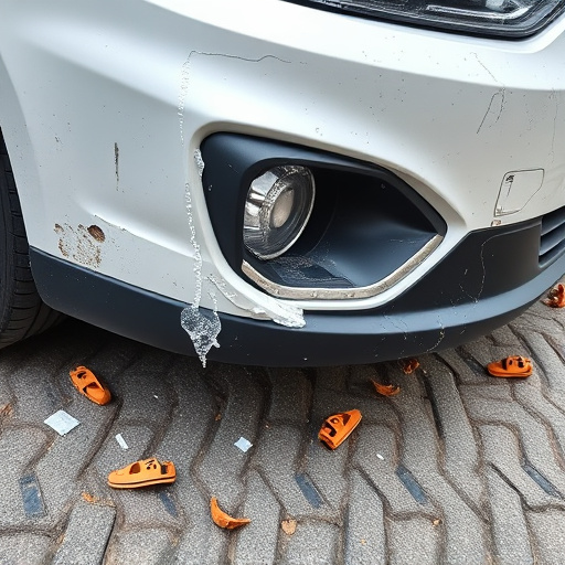 damaged car bumper