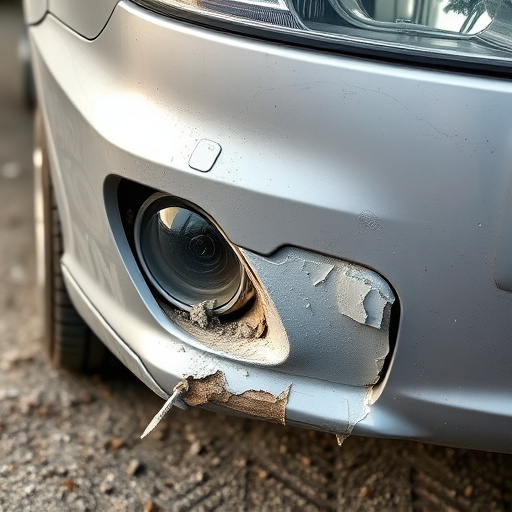 damaged car bumper