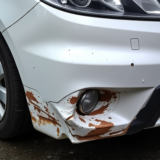 damaged car bumper
