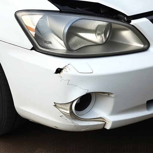 damaged car bumper