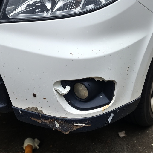 damaged car bumper