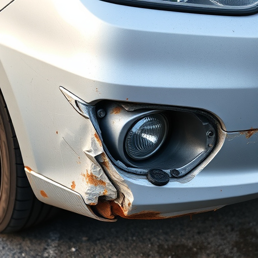 damaged car bumper