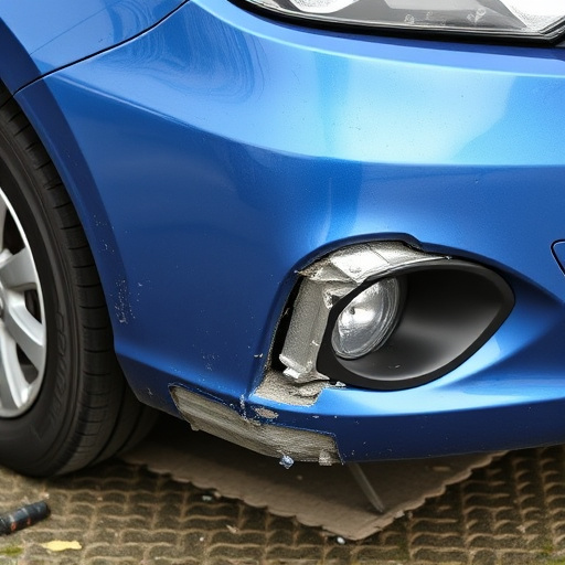damaged car bumper