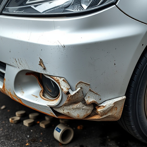 damaged car bumper