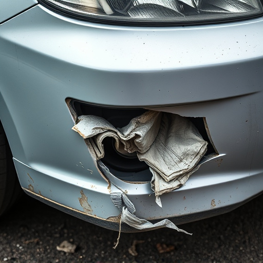 damaged car bumper