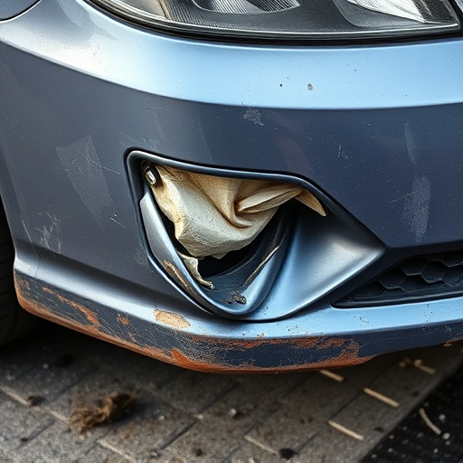 damaged car bumper