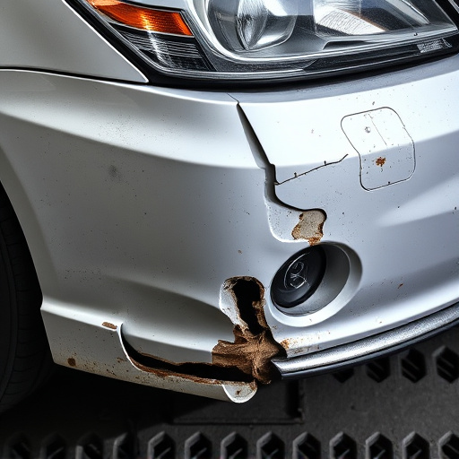 damaged car bumper