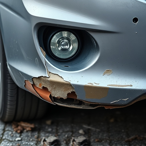 damaged car bumper