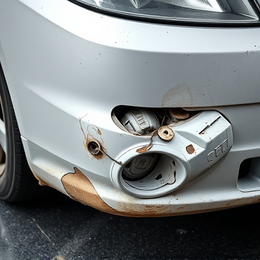 damaged car bumper