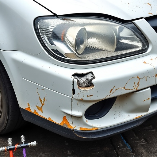 damaged car bumper