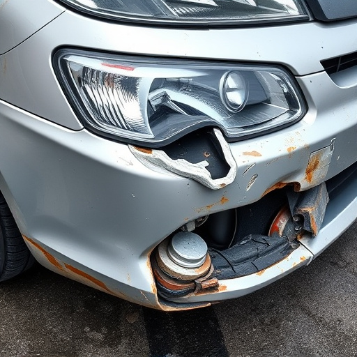 damaged car bumper
