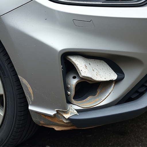 damaged car bumper