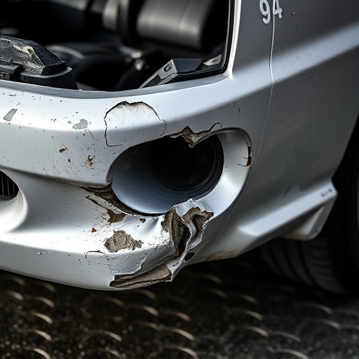 damaged car bumper