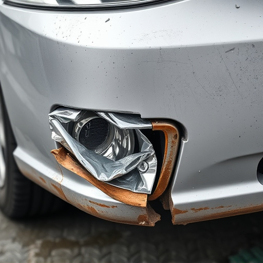 damaged car bumper