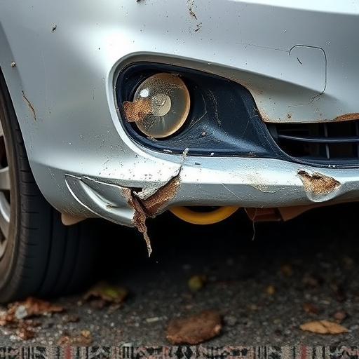 damaged car bumper