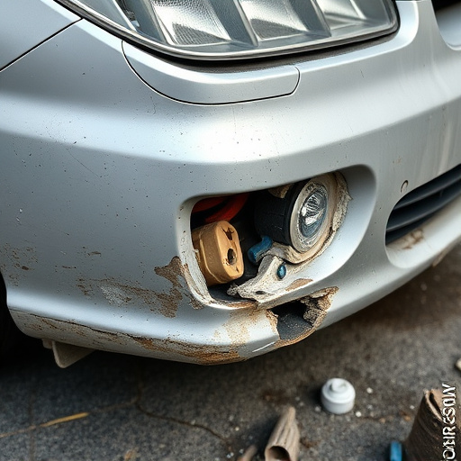 damaged car bumper