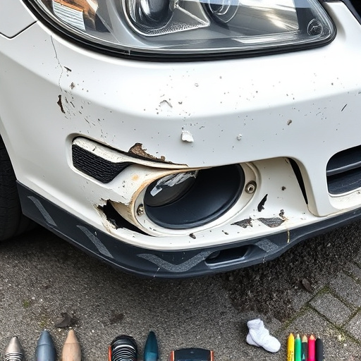 damaged car bumper