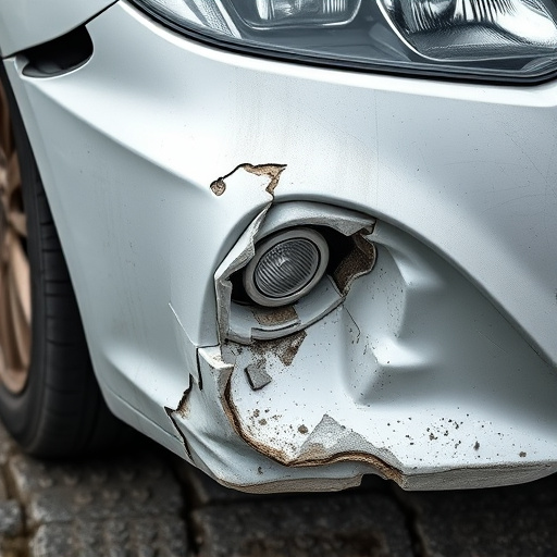damaged car bumper