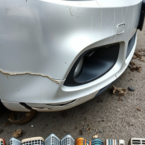 damaged car bumper