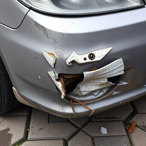 damaged car bumper