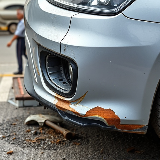 damaged car bumper