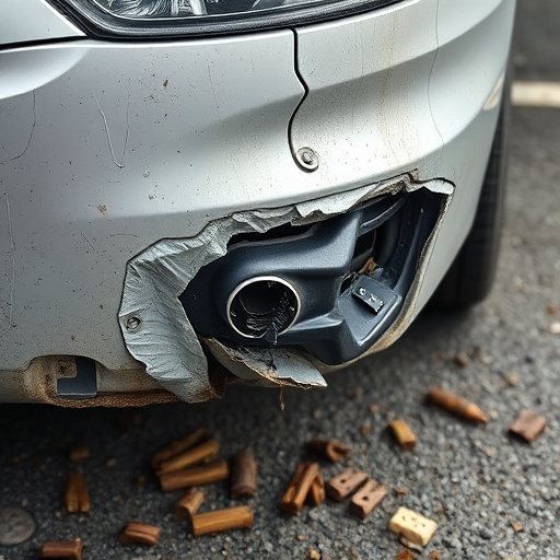 damaged car bumper