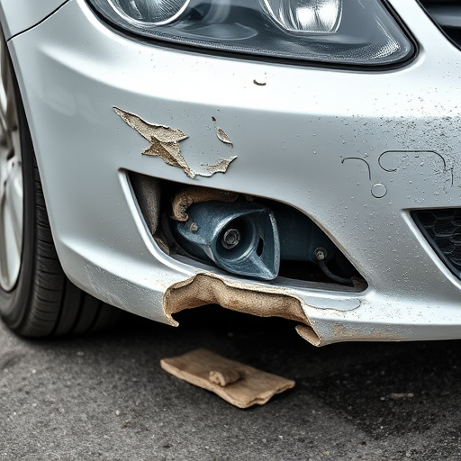 damaged car bumper