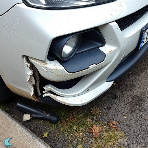 damaged car bumper