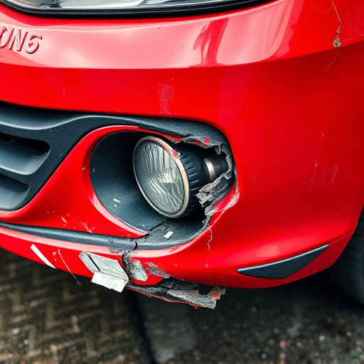 damaged car bumper