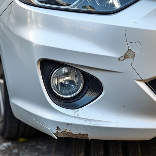damaged car bumper