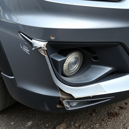 damaged car bumper