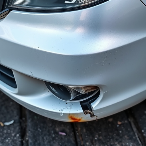 damaged car bumper