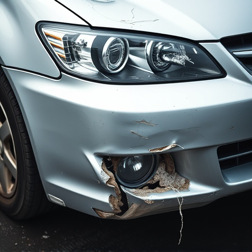 damaged car bumper