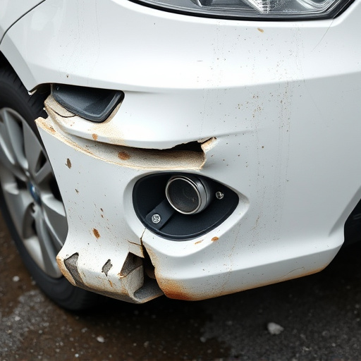 damaged car bumper