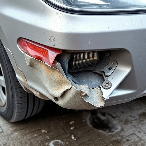 damaged car bumper