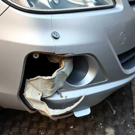 damaged car bumper
