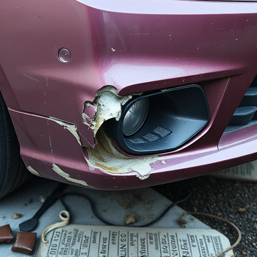 damaged car bumper