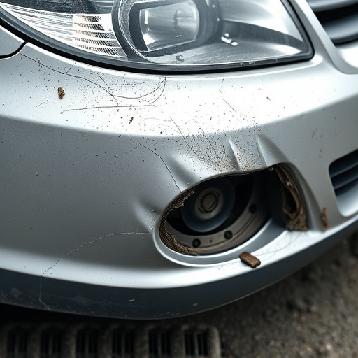 damaged car bumper