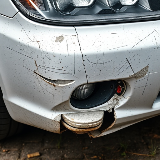 damaged car bumper