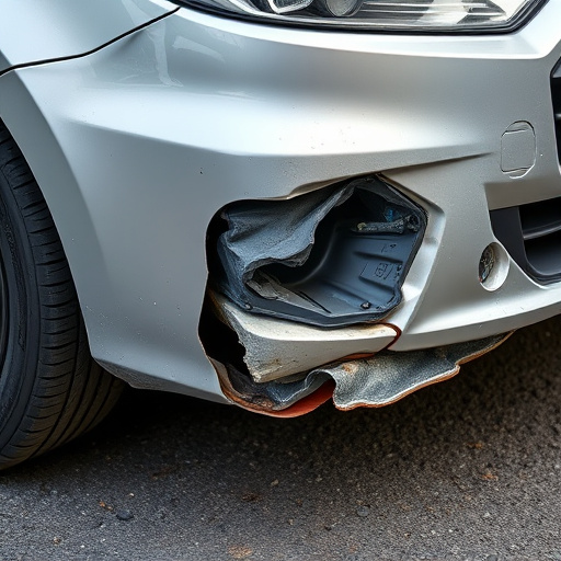 damaged car bumper