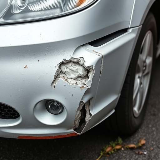 damaged car bumper
