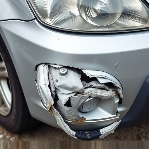 damaged car bumper