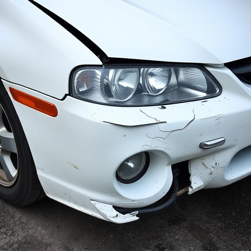 damaged car bumper