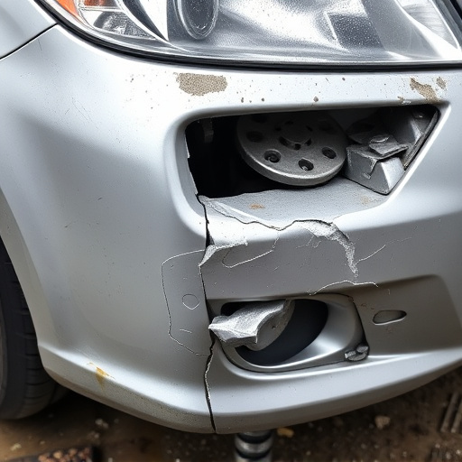 damaged car bumper