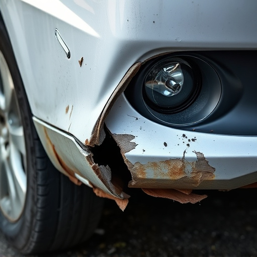 damaged car bumper
