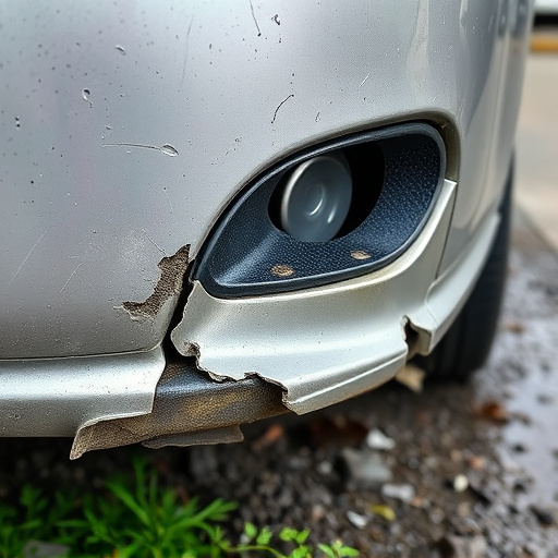 damaged car bumper