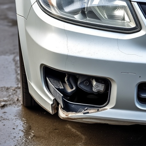 damaged car bumper