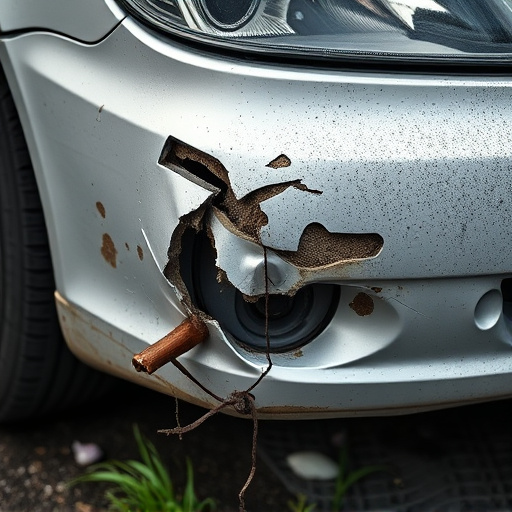 damaged car bumper