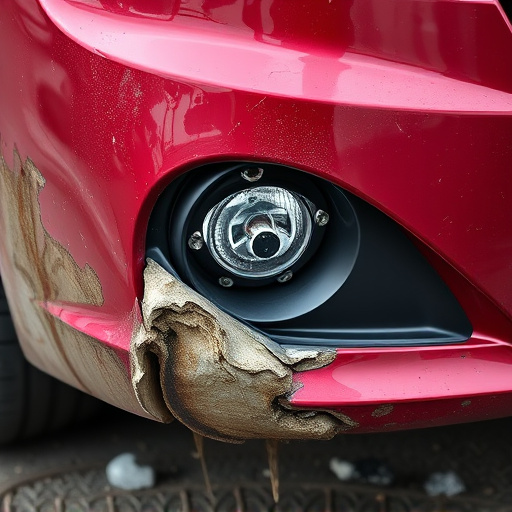 damaged car bumper
