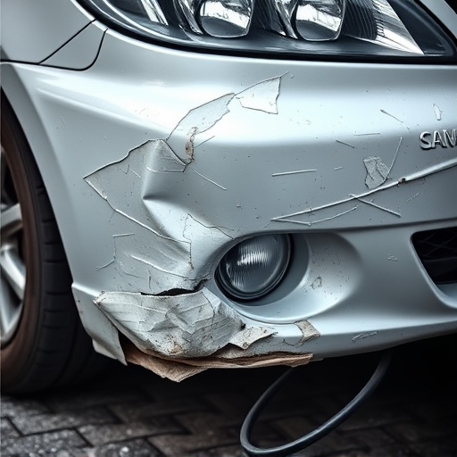 damaged car bumper